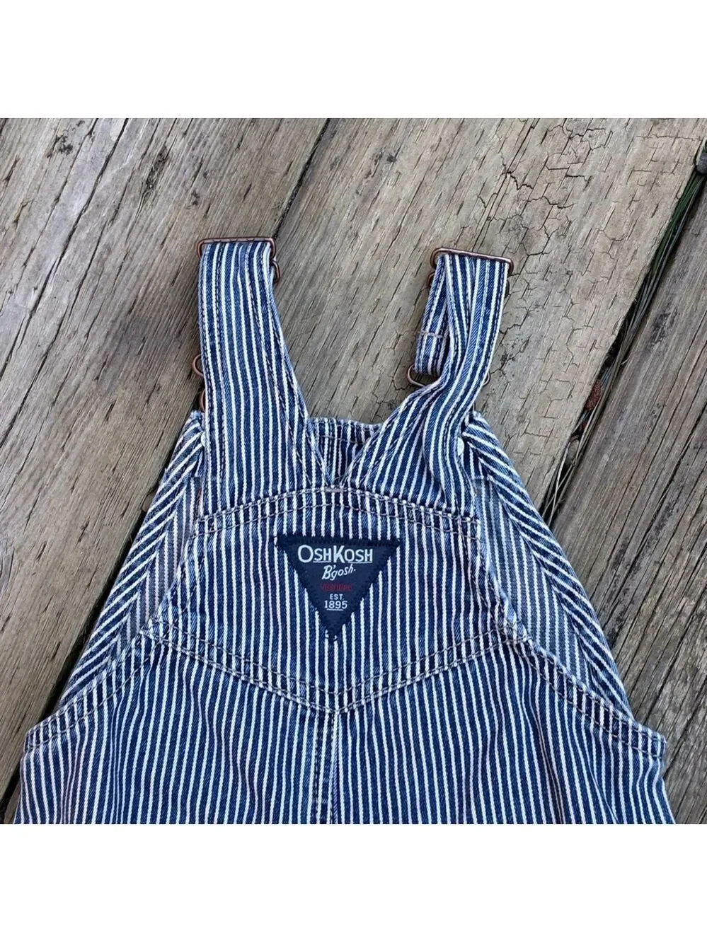 OshKosh B'gosh Vintage Vestback Railroad Stripe Conductor Overalls - Size 18 M